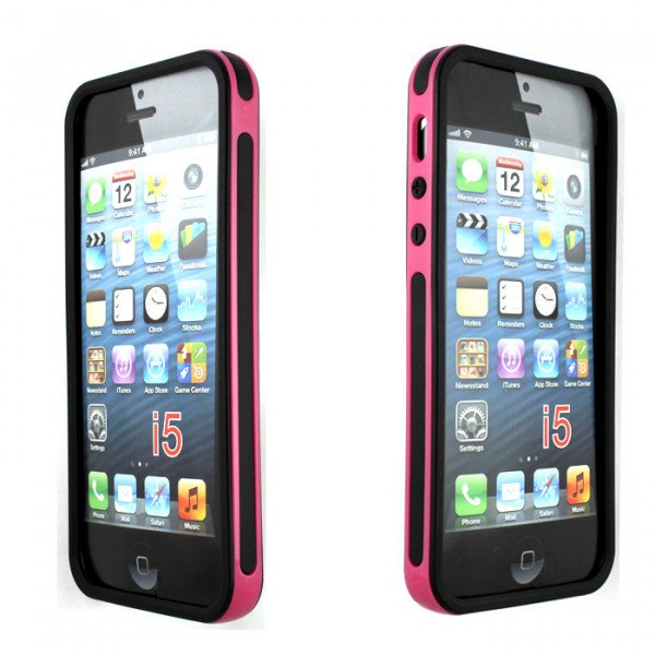 Wholesale iPhone 5 5S 2 in 1 Bumper (Pink-Black)